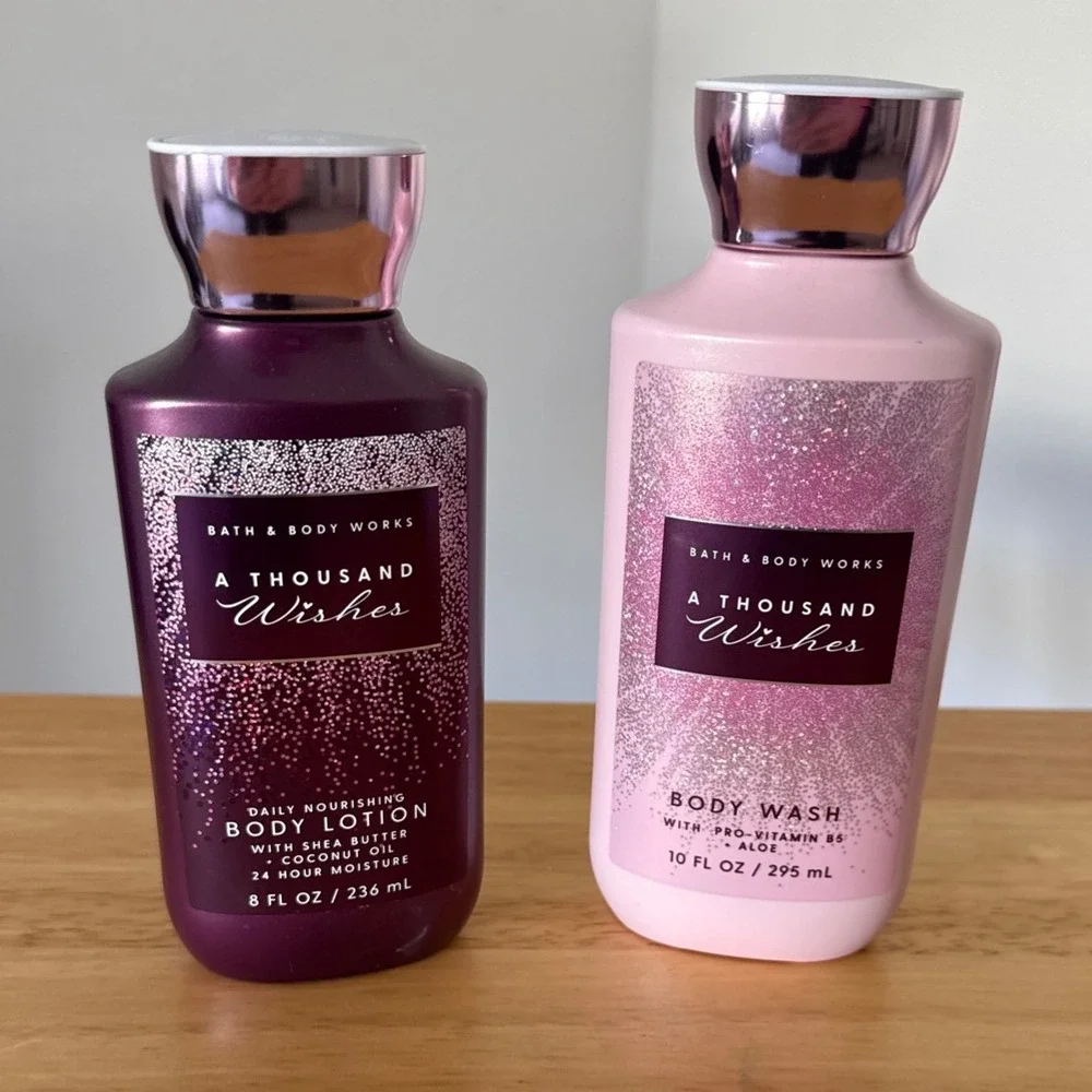 Bath & Body Works A‎ Thousand Wishes Body Wash + Body Lotion Set of 2 Pink Gift